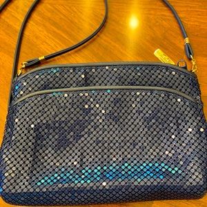 Vintage 80s Whiting and Davis beaded crossbody bag with gold chain